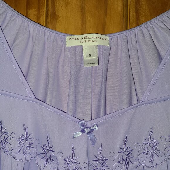 Miss Elaine Essentials Lavender Cap Sleeve Nightgown - Picture 2 of 9